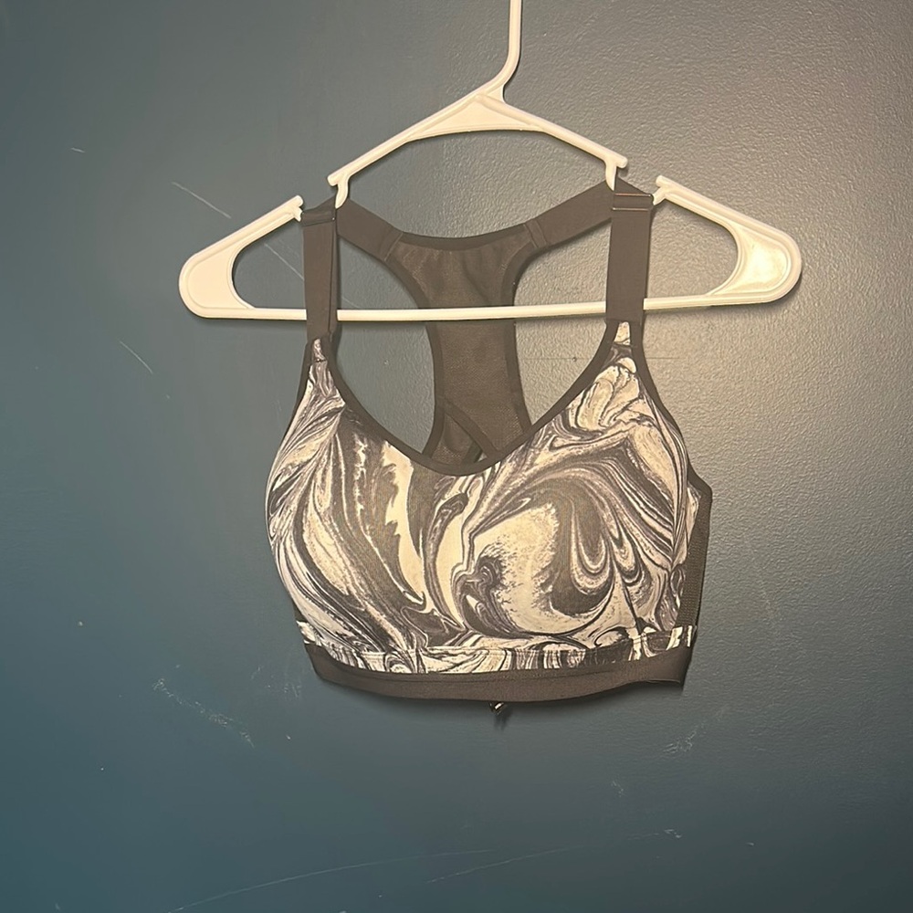 PINK Victoria's Secret Black and Gray Swirl Sports Bra